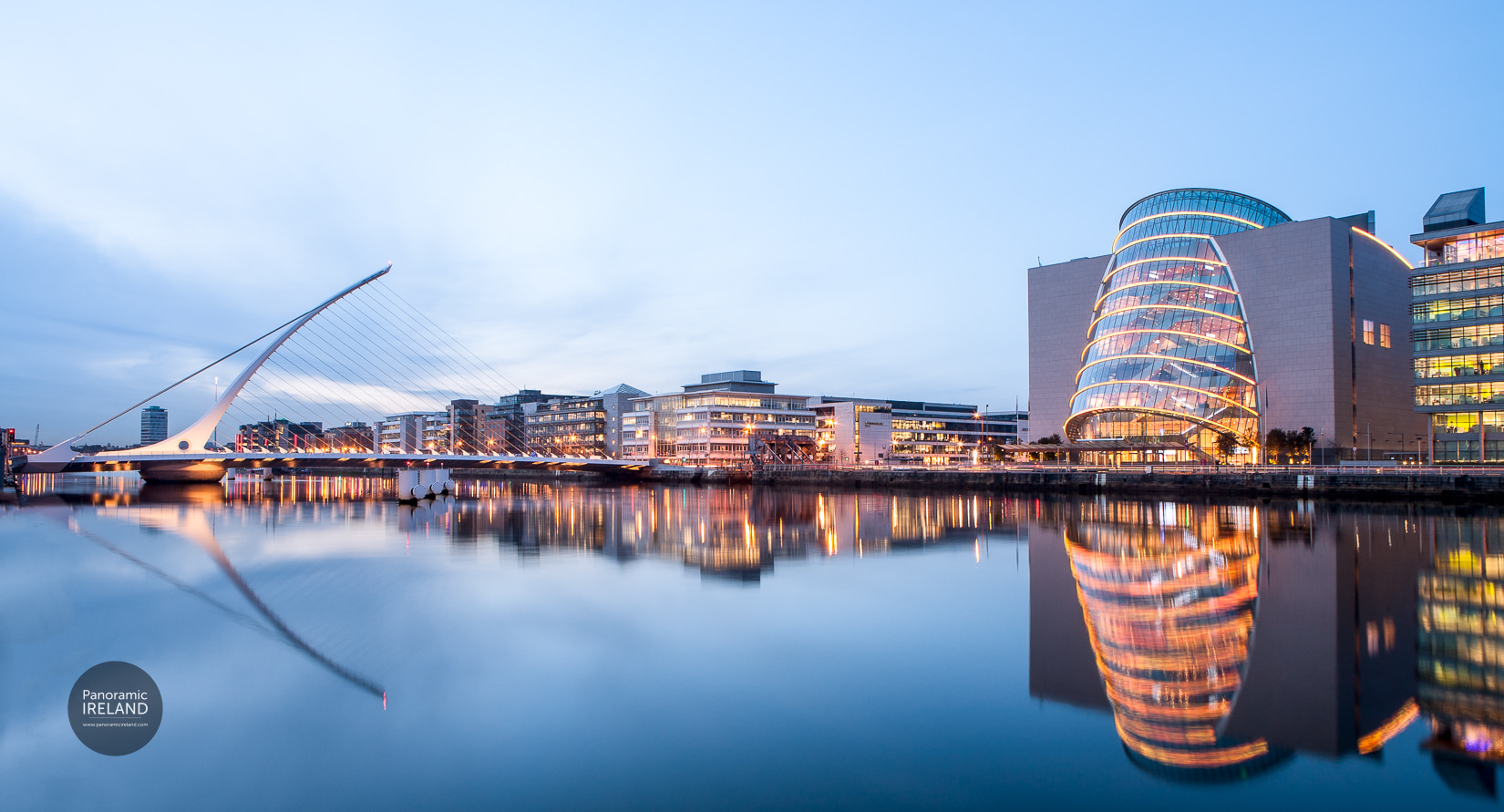 Samuel Beckett Bridge, the Convention Centre and the River Liffey, Dublin — Panoramic Ireland
